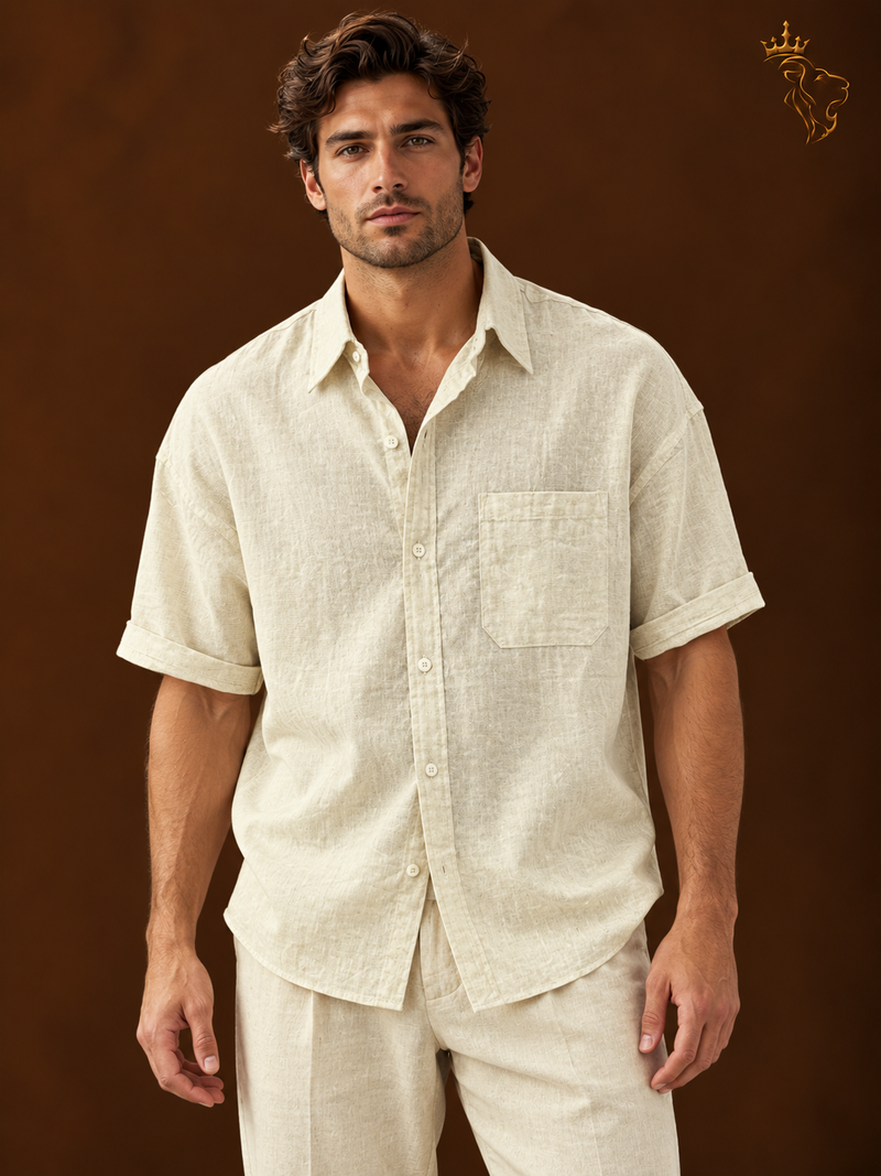 Old-money-style Linen Casual Suit For Men Summer Lightweight  Up Shirts