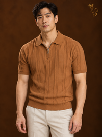 Half-chain Pattern Old-money-style Viscose T-shirt
