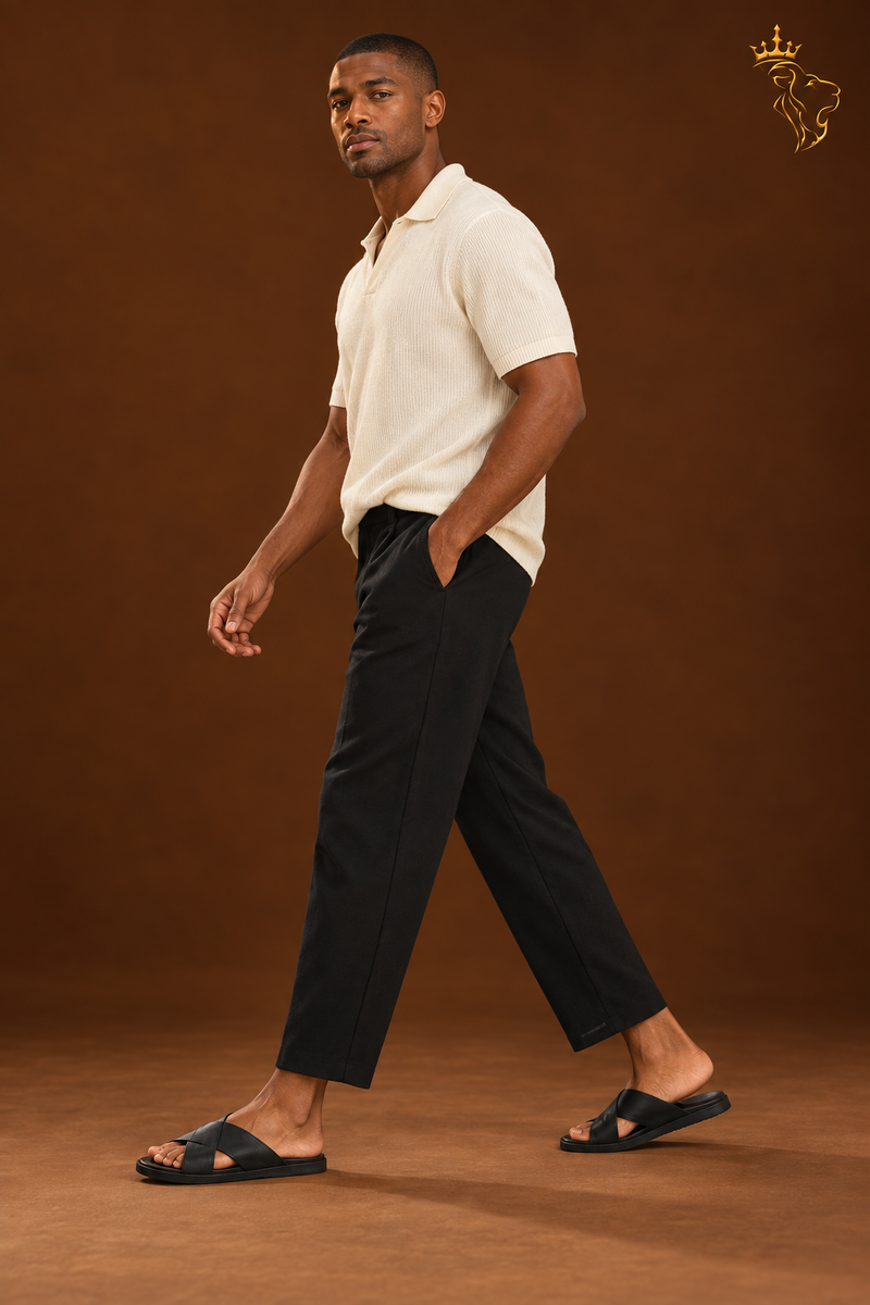 Men's Cropped Casual Pants Cotton And Linen Trousers