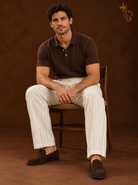 Mens Slim-fit Cotton-linen Trousers