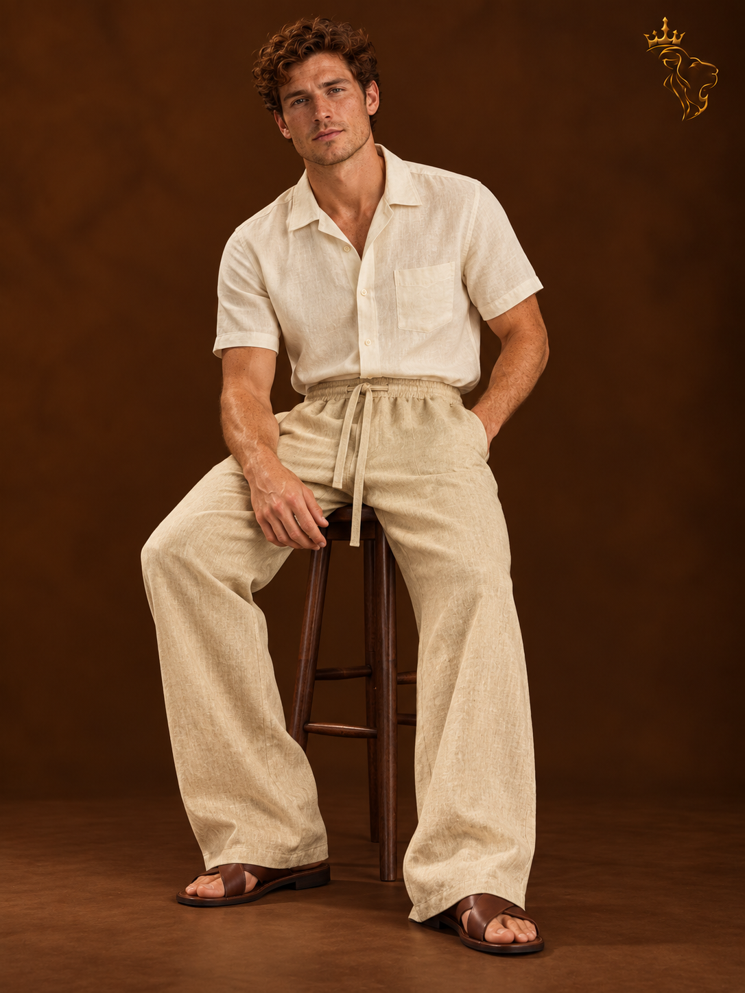 Men's Linen Leisure Solid Color Thin Trousers