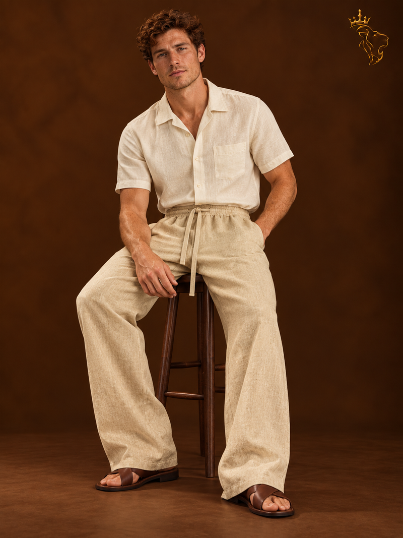 Men's Linen Leisure Solid Color Thin Trousers