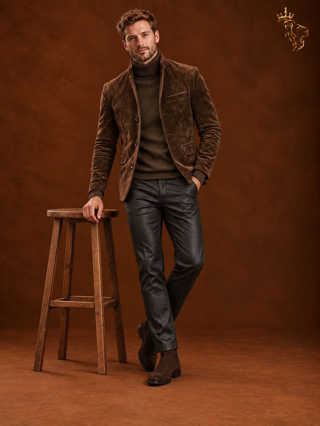 Mens Retro Casual Suede Work Jacket