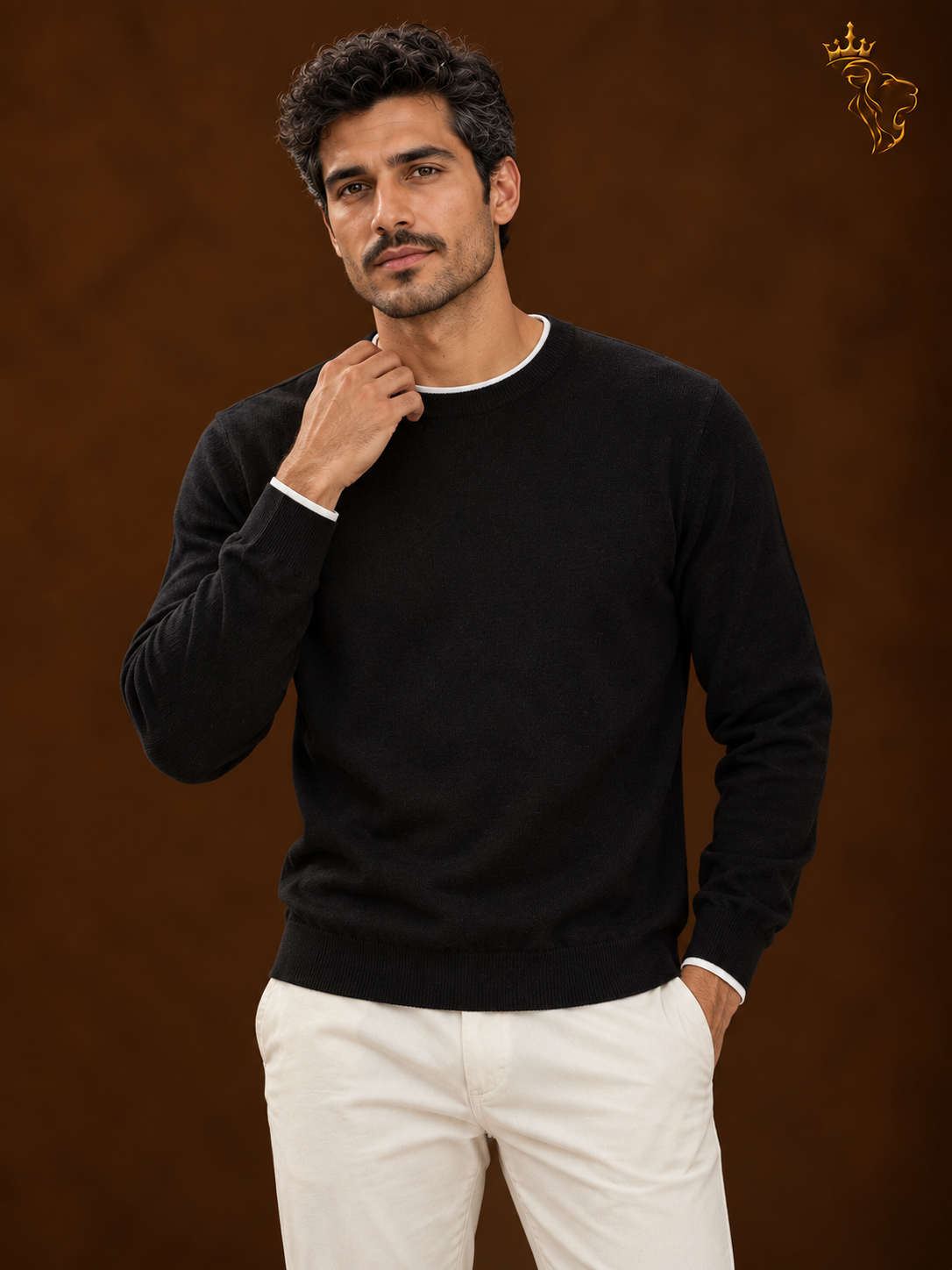 Old Money Style Men's Light Luxury High-grade Round Neck Pullover Sweater