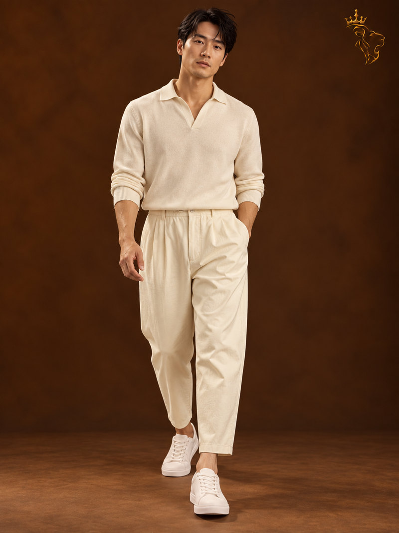 Men's Cotton And Linen Loose Linen Straight-leg Cropped Trousers