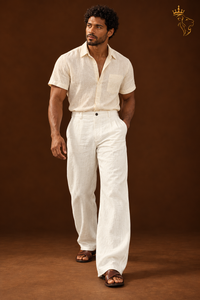 Men's Linen Button Slant Pocket Breathable Trousers