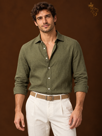French-style Luxury Pure Linen Long-sleeve Shirt In The Old-money Aesthetic  Up Shirts