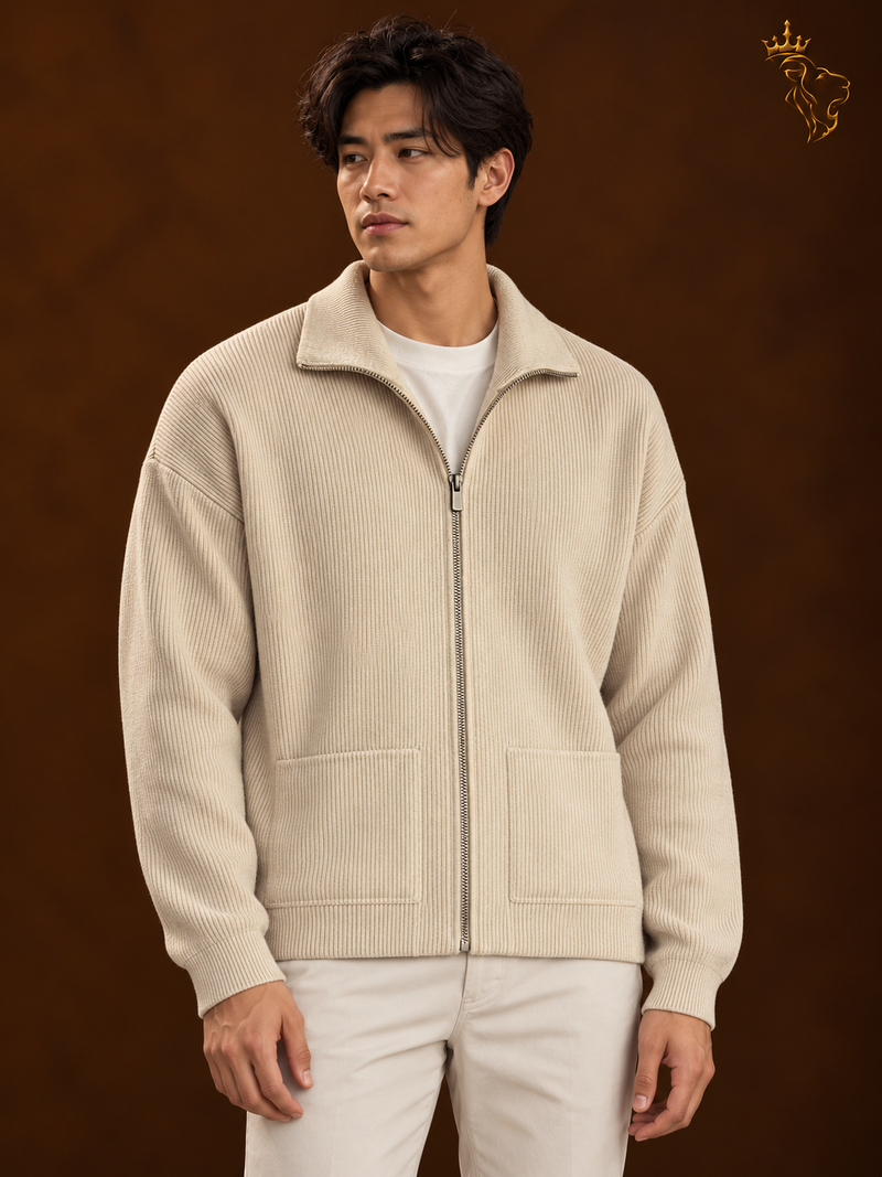 Mens AutumnWinter Zip-Up Sweater Top Coat