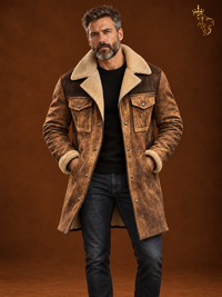 Suede Color-blocked Jacket With Multiple Pockets And Zippered Coat