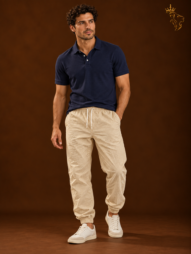 Men's Summer Linen Trousers Elastic Waist
