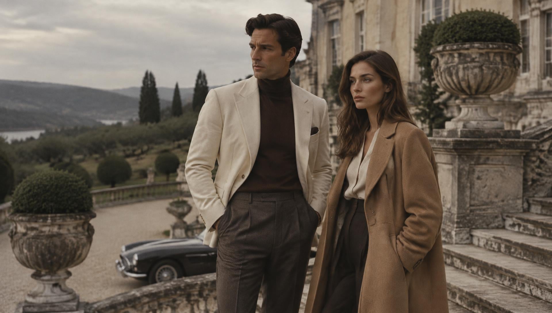 A classic European estate at golden hour